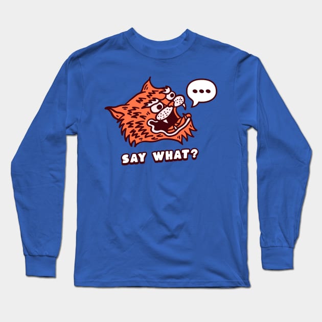 Funny Awkward Face - Say What? Long Sleeve T-Shirt by vystudio